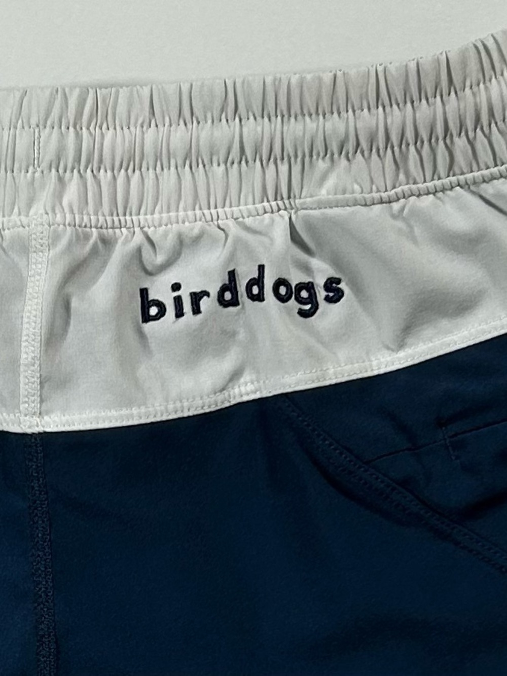 Men’s Birddogs swim trunks navy blue and white size small lined
